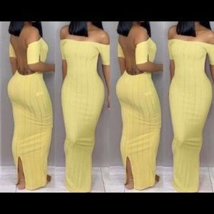 Backless Yellow Ankle Length Dress